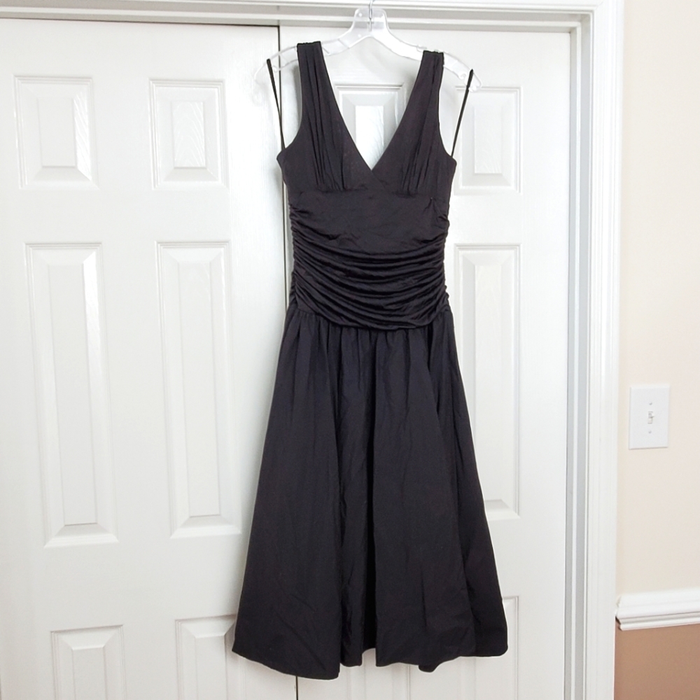Max & Cleo Black Ruched Waist Cocktail Dress